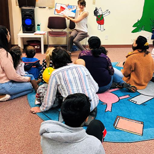 Kids listening to storytime at the library